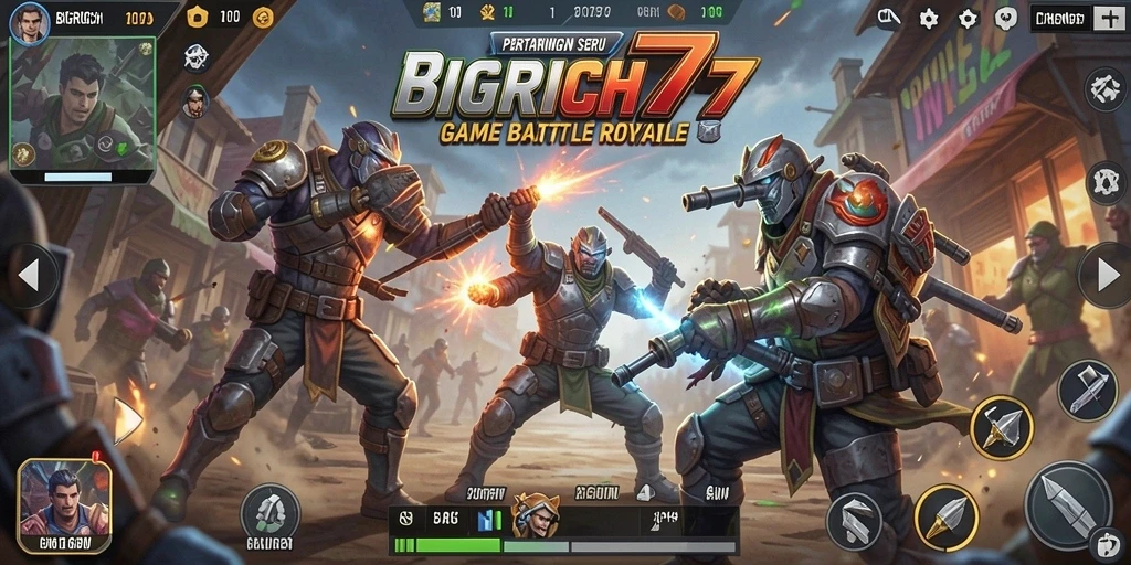 Tampilan menegangkan dari gameplay Battle Royale di BIGRICH77.