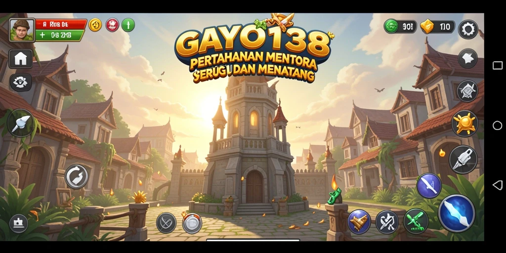 Tampilan gameplay GAYO138 yang menegangkan dalam pertempuran Tower Defense.