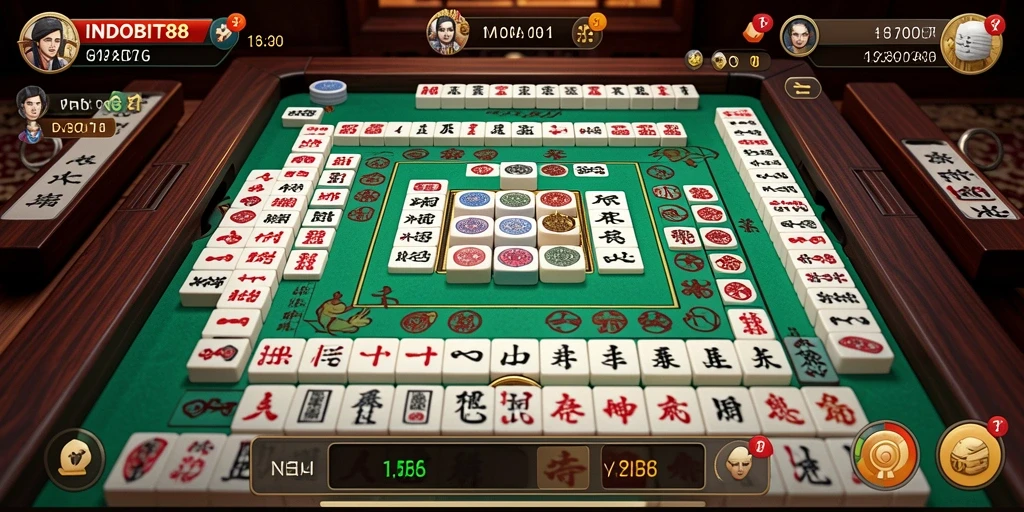 Tampilan screenshot gameplay INDOBIT88 dengan suasana Mahjong yang seru.