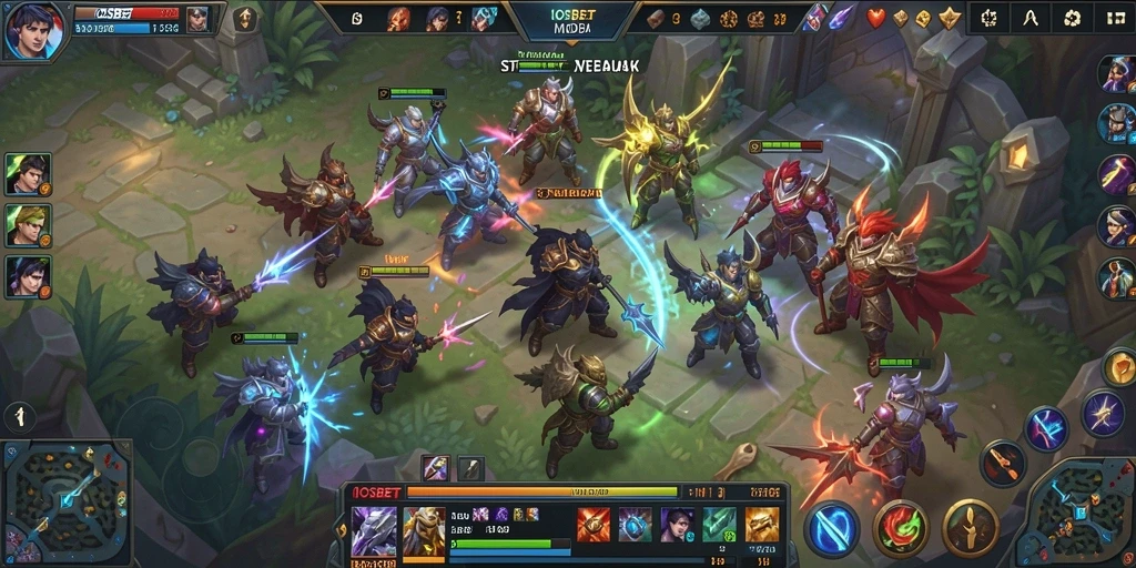 Tangkapan layar dari gameplay seru di IOSBET yang menunjukkan pertarungan tim.