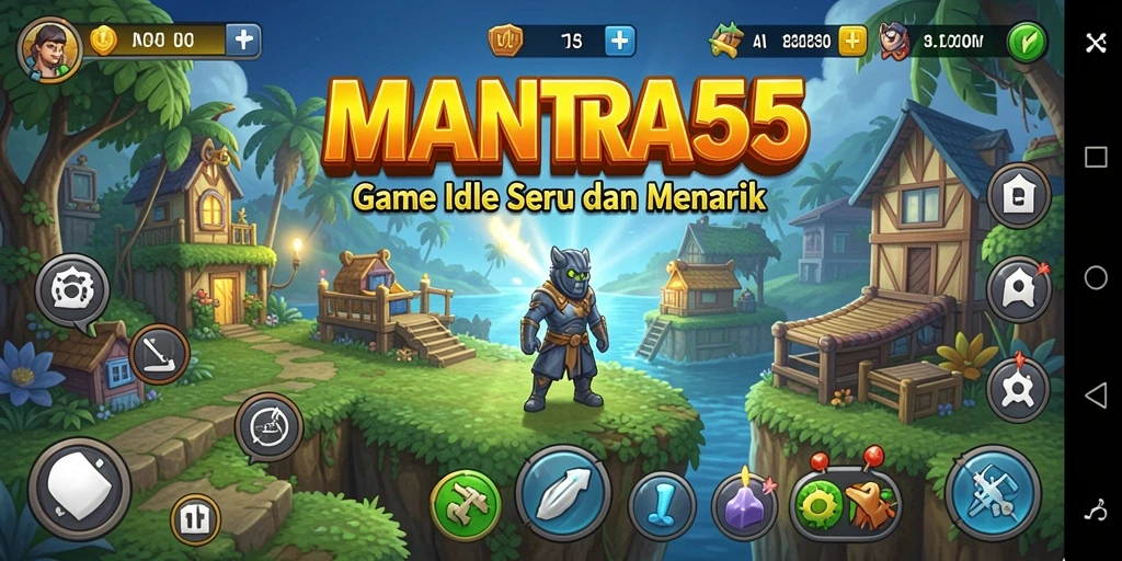 Tampilan gameplay MANTRA55 yang menyenangkan dan menenangkan.
