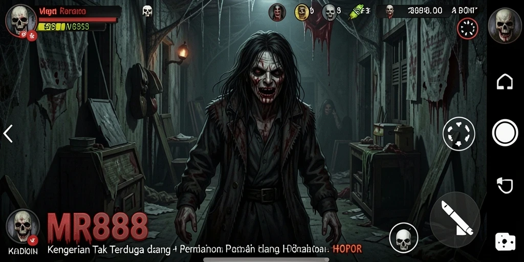 Gameplay seram di MR888 dengan grafis mencekam.