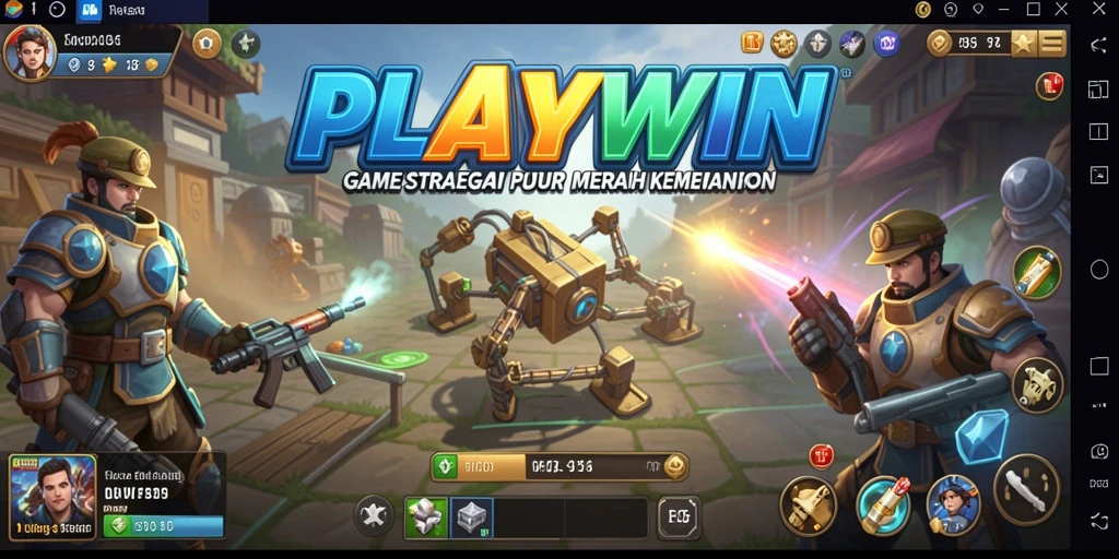 Tangkapan layar utama menunjukkan pertempuran strategis dalam PLAYWIN.