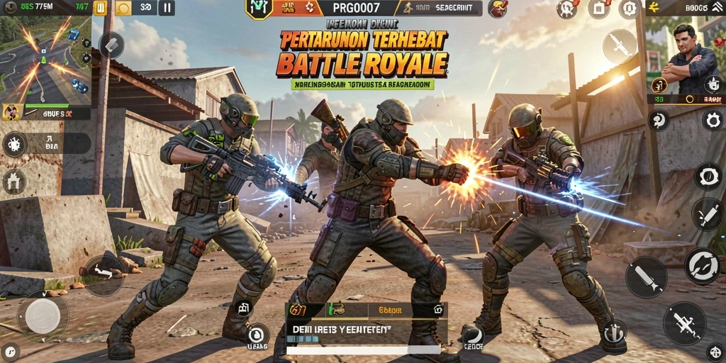 Tampilan gameplay seru PRG007 dalam pertempuran Battle Royale.