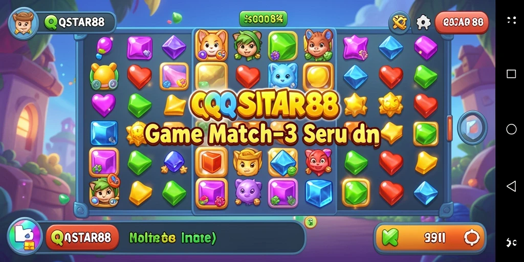 Tampilan gameplay seru di QQSTAR88 dengan tantangan Match-3.