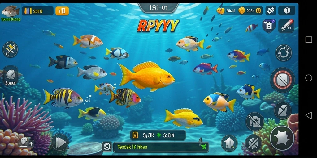 Tampilan gameplay seru menembak ikan di RPYYY.