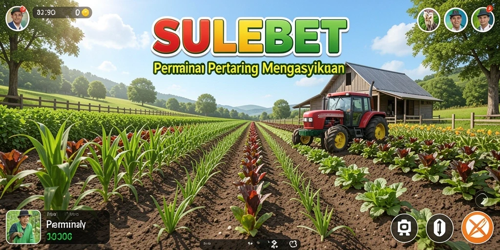 Tampilan gameplay SULEBET dengan lahan pertanian yang subur.