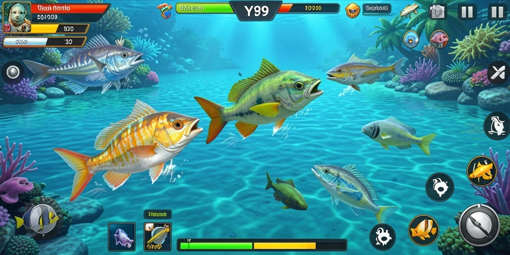 Screenshot Y89 menampilkan aksi seru tembak ikan yang dinamis.